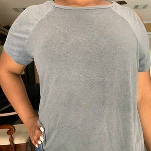 Cute Grey XL Cold-Shoulder Top